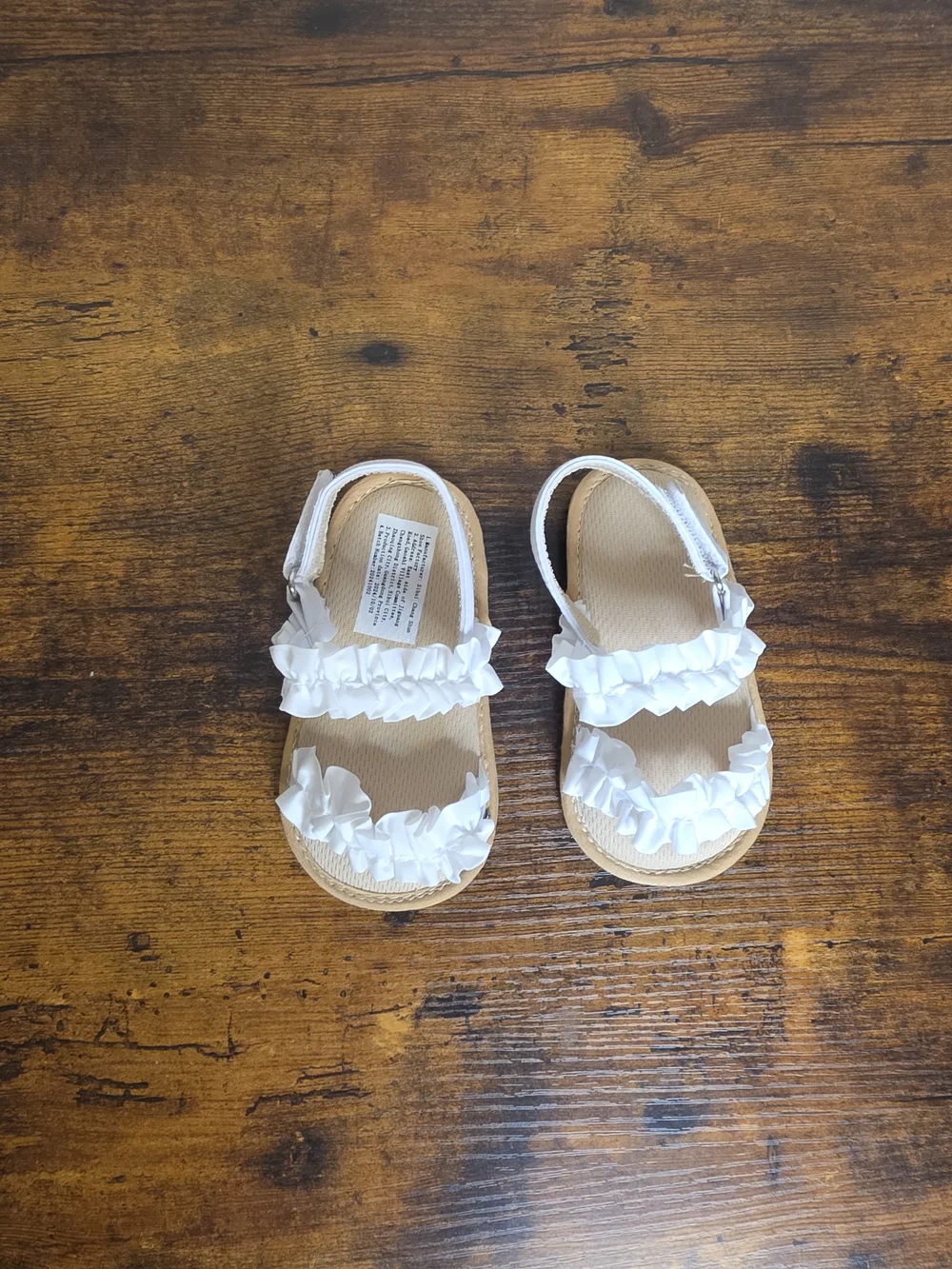 Toddler Girls White Ruffle Sandals – Size 4.5